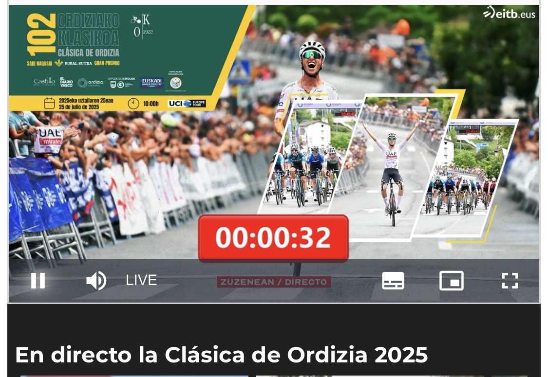 ¡Vea la Clásica de Ordizia 2025 en directo ahora! Isaac Del Toro en acción