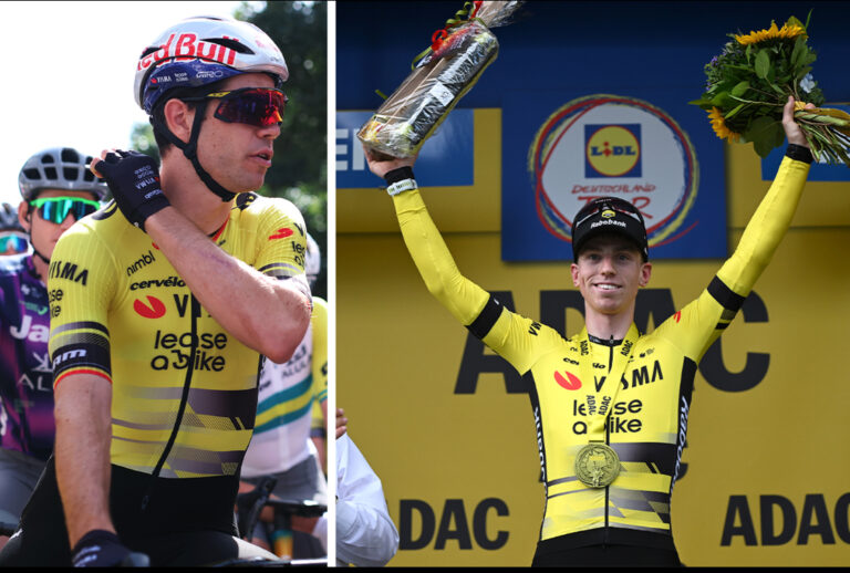 Wout van Aert prijst Matthew Brennan na fotofinishzege in Deutschland Tour